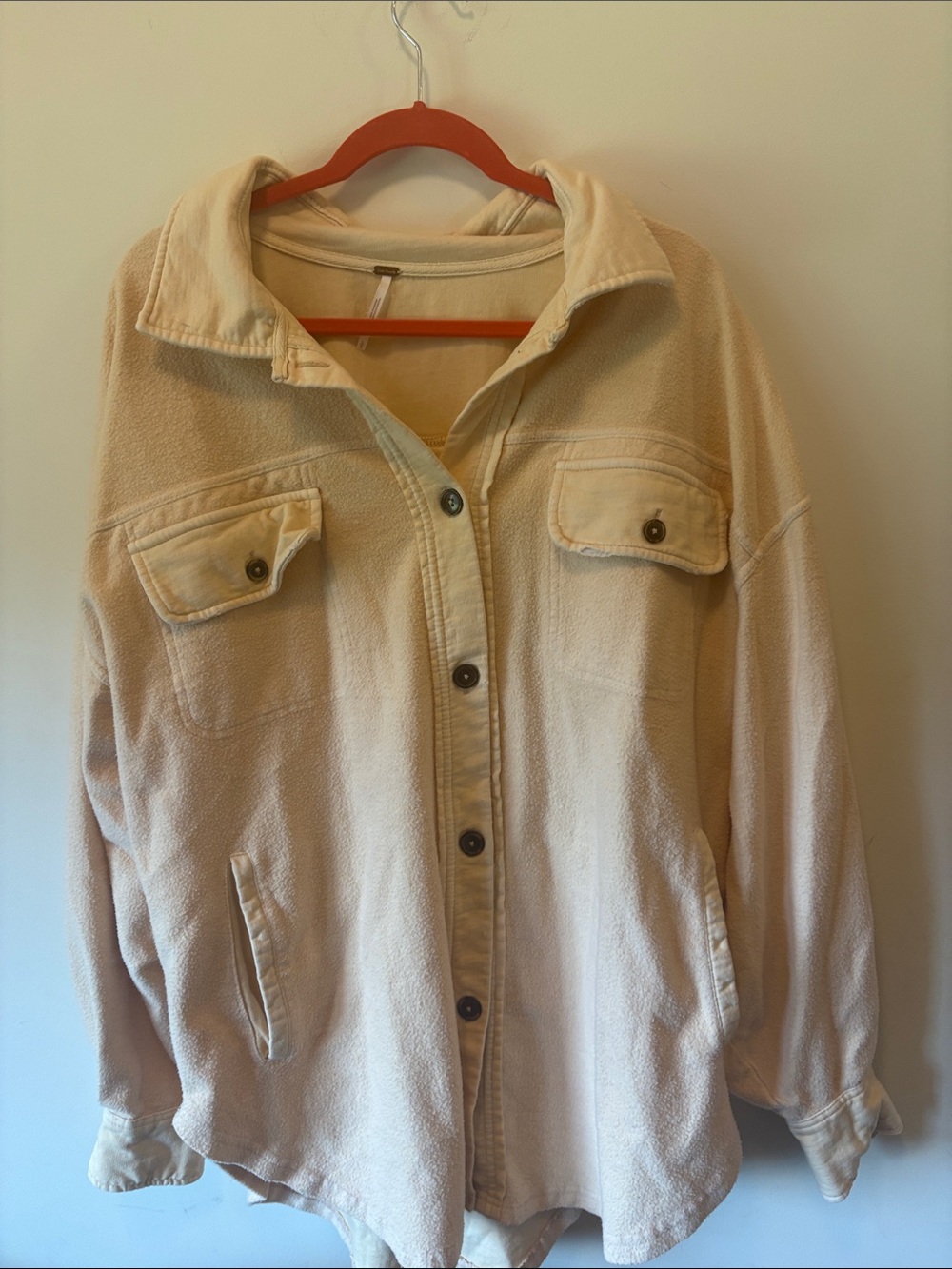 Free People Cream Fleece Shacket with Button Front - Picture 1 of 7
